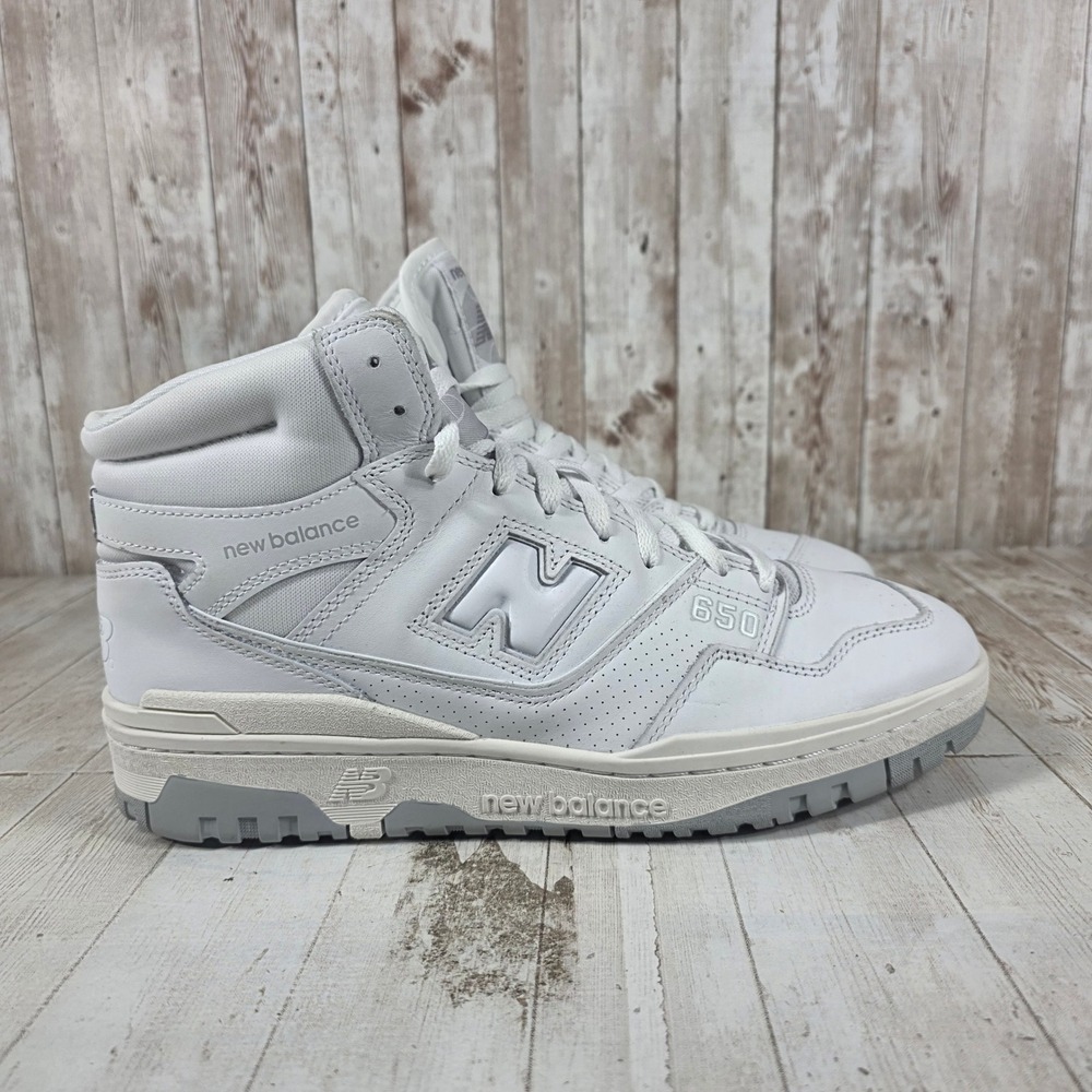 New Balance 650 White‎ Grey High Top Basketball Sneakers BB650RWW Mens 10.5